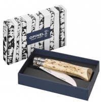 Opinel Limited Edition Curly Birch Sampo N°08 with Mirror-finished Stainless Steel Blade